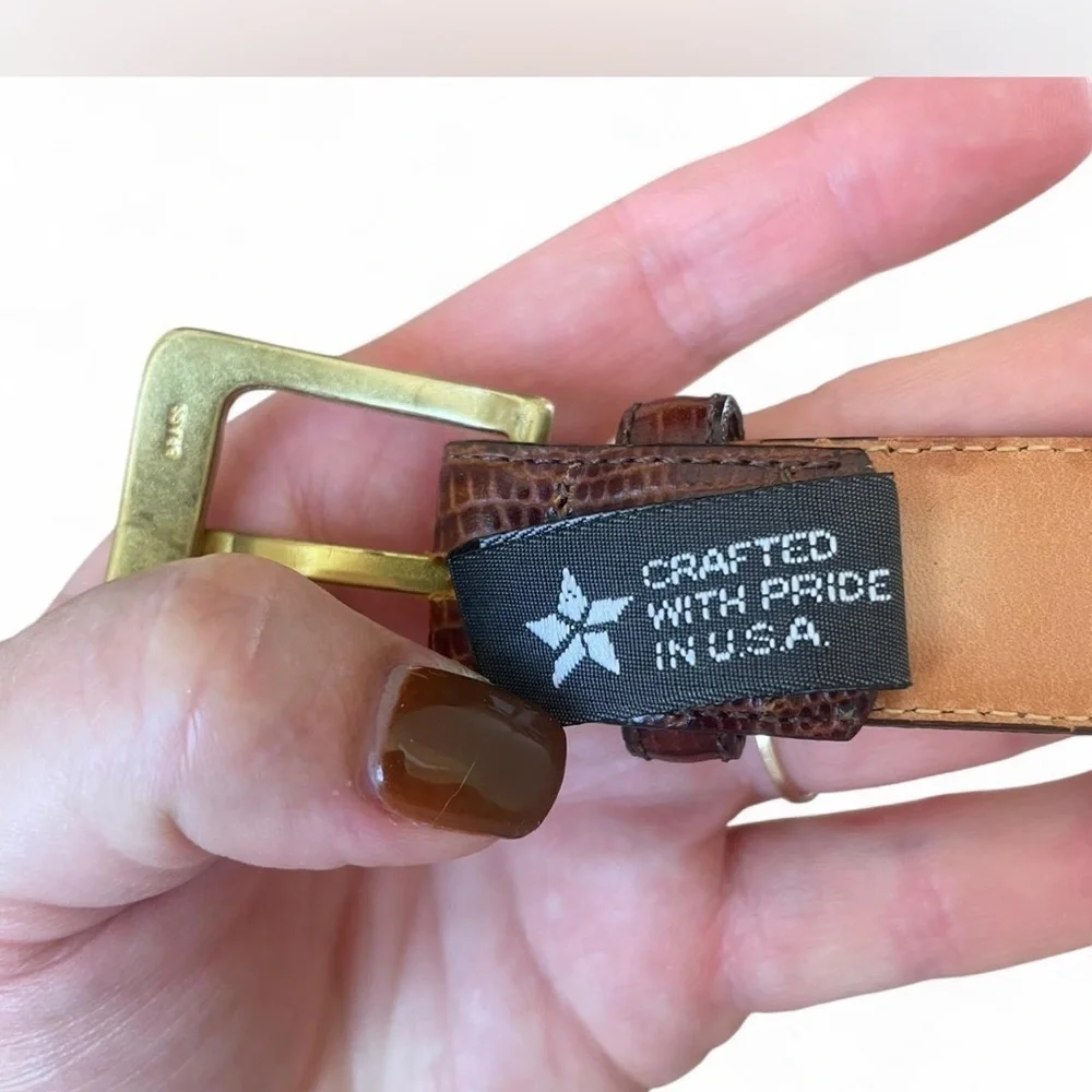 Brown Leather |Brighton| Belt with Alligator Embossed Pattern Size 36